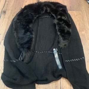 White House black market sweater vest with fur